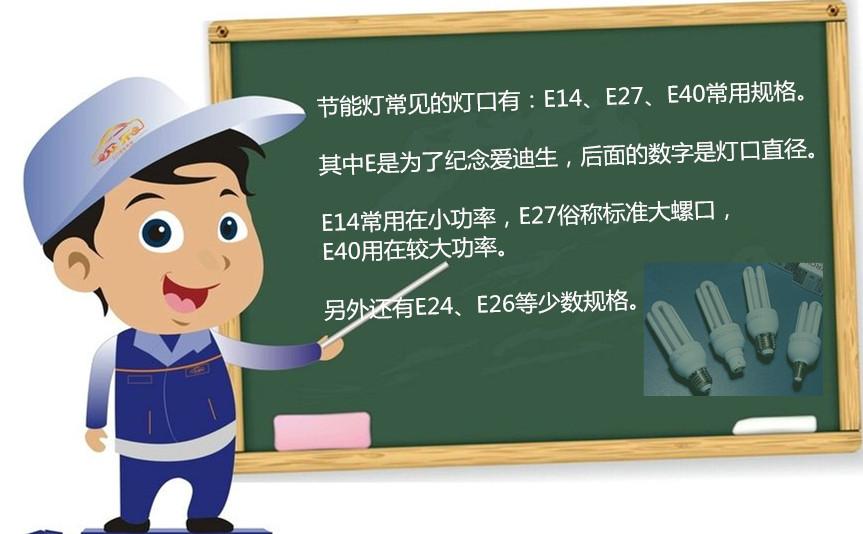 選購節(jié)能燈要注意燈口型號和尺寸 E14、E27、E40螺旋燈口